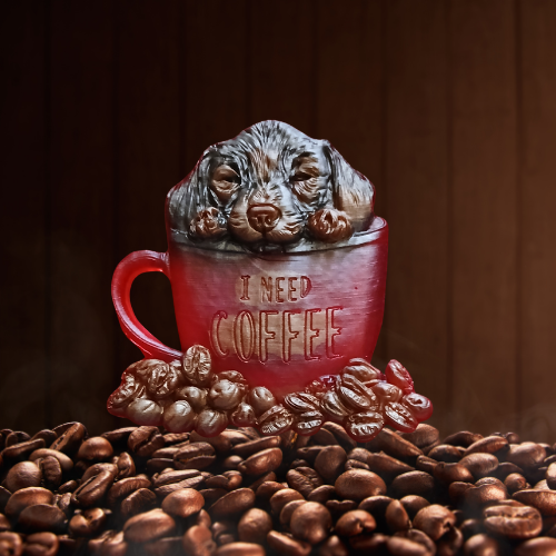I Need Coffee Pup Resin Decors