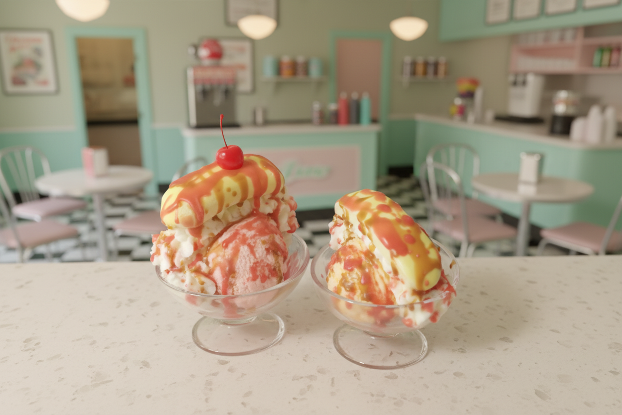 Cherry & Peach Ice Cream Sundae Candle