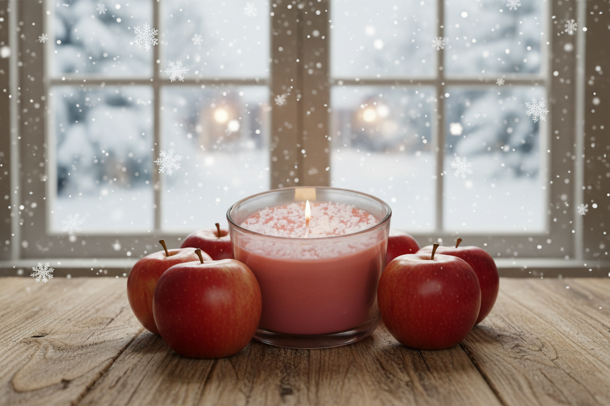 Winter Candy Apple Candle