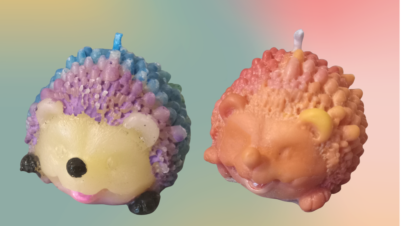 3D Multicolored Unscented Hedgehog Candles