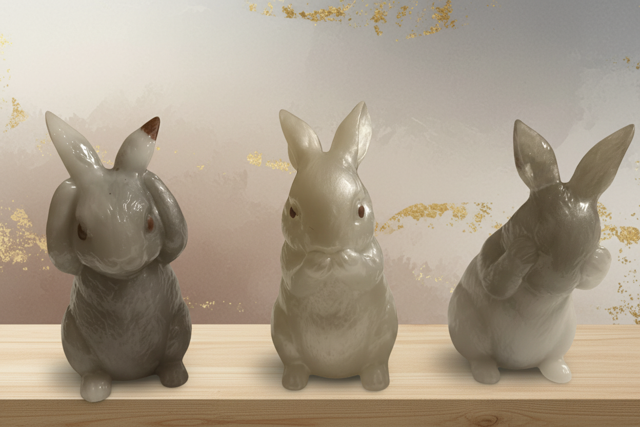 3D See, Hear & Speak No Evil Bunny Rabbits