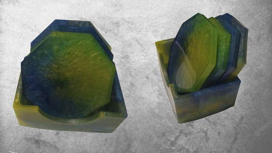 Resin 5 pcs Octagonal Coaster Set