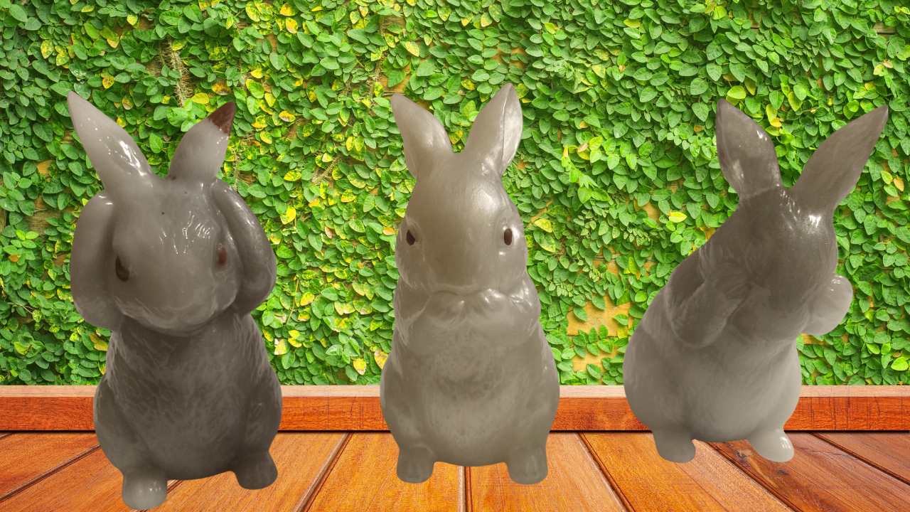 Resin Art 3D See, Hear & Speak No Evil Bunny Rabbits