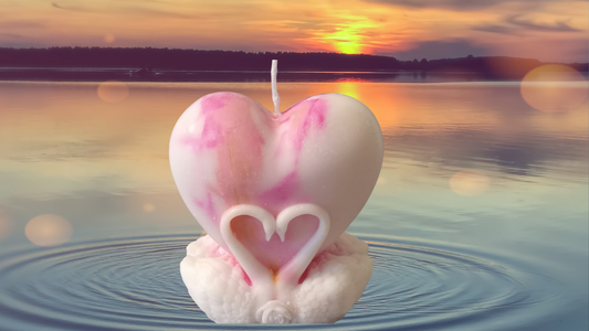 Unscented Tie-Dye Swan Heart Candles