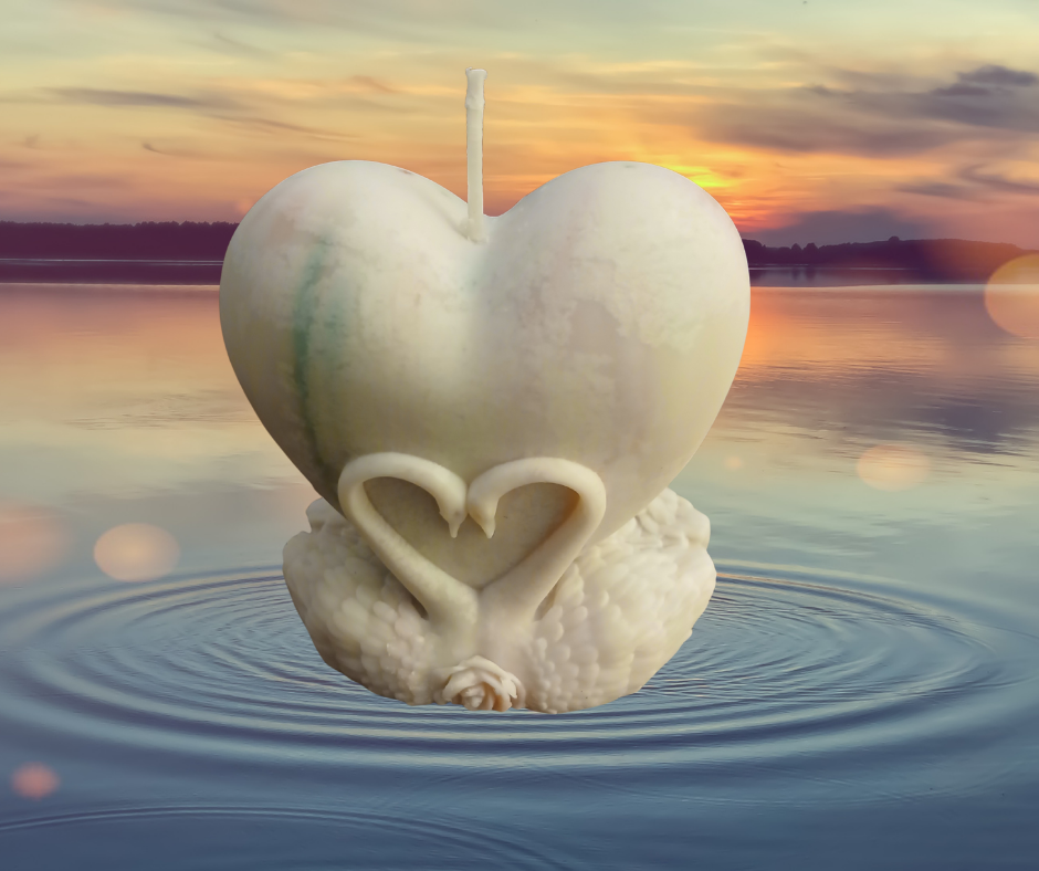 Unscented Tie-Dye Swan Heart Candles